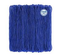 100 PCS Blue Mardi Gras Beads Necklaces, 33" Metallic Patriotic Carnival Beaded, 4th of July Costume Necklaces Bulk, Mardi Gras Accessories Set for Gender Reveal Parade Throws Party Decorations