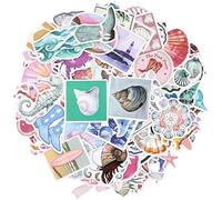 100 Pcs Blue & Pink Coastal Stickers Pack, Cute Ocean Beach Stickers, Aesthetic Waterproof Vinyl Decals for Water Bottles, Laptops, Journals, Scrapbooks, Skincare Fridge & Phone Case Decor