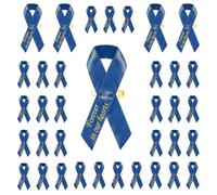100 PCS Blue Ribbon Pins, Memorial Ribbons in Forever in Our Hearts for Funeral Mourning Event Bereavement Remembrance (Blue)