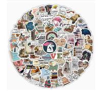 100 Pcs Book Lover Stickers Pack, Vintage Library Theme with Stacked Books, Read Labels, and Whimsical Words for Journal, Scrapbook, Laptop, Water Bottle Decor (Style 3)