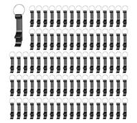 100 Pcs Bottle Opener Keychain, Bottle Openers Keyring Black Beer Opener Keychain, Mini Bottle Opener Keychain, Can Bottle Opener Key Ring for Gifts Party Favor Wedding Favor (Black)