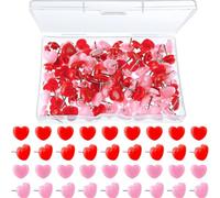 100 Pcs/Box Heart Push Pins Map Tacks Decorative Pushpins Poster Pins Notice Board Pins for World Map Fabric Marking