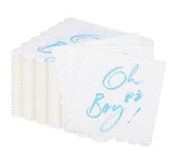100 Pcs Boy Baby Shower Napkins Folded 6.5''x6.5'' Bulk for Baby Boy Shower Decorations Disposable Napkins for Infant Welcome Party Luncheon Beverage Table Decor