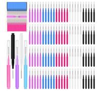 100 Pcs Brow Lamination Brushes - 5 Color Micro Spoolies with Storage Box, 360° Rotating Head for Eyebrows/Eyelashes, Reusable Travel Makeup Tools