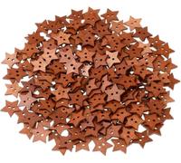 100 Pcs Brown 20MM Small Wooden Star for Crafts, Vintage Star for Sewing, Wooden Decorative Buttons with 2 Holes, Scrapbooking Craft Sewing and Fasteners