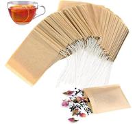 100 Pcs Brown Disposable Tea Bags for Loose Leaf Tea, Unbleached Tea Filter Bags with Drawstring, and Compostable，Tea Strainers and Filters，Tea Filters