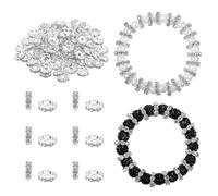 100 Pcs Bulk Metal Spacer Bead 12mm Rhinestone Spacers Beads Fancy Glitter Wave Diamond Crystal Beads for Beadable Pens DIY Bracelet Jewelry Making Craft Supplies - Silver