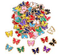 100 Pcs Butterfly Charms For Jewelry Making Colorful Alloy Pendant Charm Enamel Pendants Mixed Butterflies Charms Assorted Enamel Butterfly Pendants For Necklaces Bracelets Earrings Diy Supplies