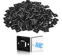 100 Pcs Cable Tie Mount 20 x 20mm Sticky Cable Tie Pads Black Cables Ties Base, Self Adhesive Cables Clips Set for Home Office Garage and Workshop