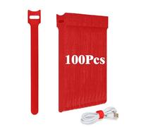 100 PCS Cable Ties Reusable - 150x12 mm Adjustable Cable Straps Nylon Charging Cord Hook and Loop Securing Tape Wire Tidy Straps Organiser, Ideal for Electronics Headphones - Red