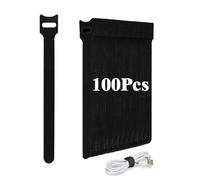 100 PCS Cable Ties Reusable - 150x12 mm Adjustable Cable Straps Nylon Charging Cord Hook and Loop Securing Tape Wire Tidy Straps Organiser, Ideal for Electronics Headphones - Black