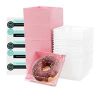 100 Pcs Cake Slice Boxes with Clear Lids, Paper Dessert Charcuterie Box | PINGEUI Pink, Cardboard Container for Sandwich, Cookie, Cupcake, Bakery, Wedding, Party, Takeaway, Bridal Shower