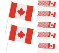 100 Pcs Canadian Flags 5.5x8.3 in Hand Held Small Canada Flags Vibrant Fade Resistant Mini On Sticks for Backyard, Garden, Sports Fields.