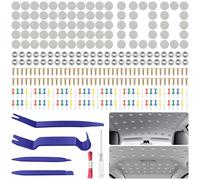 100 Pcs Car Headliner Repair Kit,Car Roof Repair Kit with 100 Locating Pins and 1 Screwdriver 1 Tape Measure and 4 Repair Tools Blue,Car Roof Headliner Repair Button for Car Roof Fixed