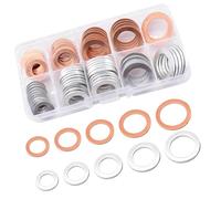 100 PCS Car Oil Drain Plug Crush Washer Kit, M10 M12 M14 M16 M18 Aluminum Copper Mixed Multi-Size Engine Oil Pan Sealing Gasket, Universal for Car SUV Truck (A1)