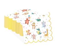 100 Pcs Carnival Paper Cocktail Napkins 3 Ply Circus Animals Disposable Absorbent Hand Towels Guest Circus Animal Parade Napkin for Kids Boys Girl Birthday Baby Shower Festive Supplies Decoration