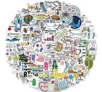100 Pcs Cartoon Creature Stickers Vinyl Funny Laboratory Science Stickers for Laptop Skateboard Water Bottle Luggage Car Bumper Helmet Computer,Waterproof Physics Biology Sticker for Adults Teens