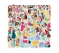100 Pcs Cartoon Style Princess Stickers Pack, Cute Princess Movie Character Decals, for Water Bottles, Luggage, Bicycle, Skateboard, School Rewards, Laptop Skateboard Phone Guitar Case Decor