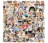100 Pcs Cat Meme Stickers for Guitar,Bicycle,Laptop,Water Bottles,Skateboard,Computer,Kitten Meme Cute Style Stickers Waterproof Vinyl,Graffiti Decorate for Girls Boys Children Teens