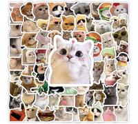 100 Pcs Cat Stickers Pack, Cute Kawaii Cats Meme Stickers, Waterproof Vinyl