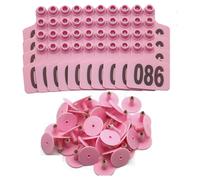 100 Pcs Cattle Ear Tags Large Plastic Precision Animal Identification Livestock Ear Tags for Cattle Cow Horse Dog Pig Goat Sheep Farm Management Pink 501-600
