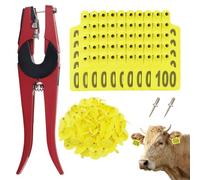 100 PCS Cattle Ear Tags Numbered 001-100 with Pliers for Goats Sheep Pigs