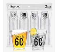 100 PCS Cheers To 60 years Shot Glasses - 60th Birthday Shot Glasses Disposable 2oz, 60th Birthday Decorations For Men, 60th Birthday Cups Plastic, Perfect For 60th Birthday Party Favors