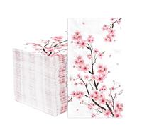 100 Pcs Cherry Blossom Paper Napkins 3 Ply Watercolor Pink Floral Disposable Absorbent Hand Towels Spring Flowers Guest Napkins for Seasonal Wedding Lunch Dinner Bathroom Kitchen Supplies Decorations