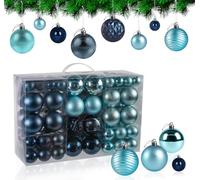 100 Pcs Christmas Baubles, Blue Christmas Balls Set Shatterproof Baubles Ornament for Xmas Tree Decoration Xmas Hanging Decoration Festival Holiday Wedding Party Ornaments