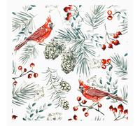 100 Pcs Christmas Cardinal Birds Paper Napkins Winter Xmas Disposable Luncheon Napkin Red Berries Cedar Cones Beverage Hand Towel for Holiday Party Tableware Supplies (6.5 x 6.5 inch)