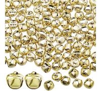 100 PCS Christmas Craft Bells,Small Jingle Bells,Metal Craft Bell,Bulk Sound Craft Bell,for Christmas Home Festival Decorations DIY Gift (Gold)