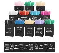 100 Pcs Christmas Employee Appreciation Gift Bags Bulk - Include 50 Paper Bags with Handles and 50 Tissue Paper, Thank You Gifts for Offices Coworkers, Staff, Team, Volunteers, Thanksgiving（Black）