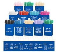 100 Pcs Christmas Employee Appreciation Gift Bags Bulk - Include 50 Paper Bags with Handles and 50 Tissue Paper, Thank You Gifts for Offices Coworkers, Staff, Team, Volunteers, Thanksgiving（Blue）