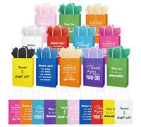 100 Pcs Christmas Employee Appreciation Gift Bags Bulk - Include 50 Paper Bags with Handles and 50 Tissue Paper, Thank You Gifts for Offices Coworkers, Staff, Team, Volunteers, Thanksgiving（Coloful）