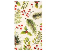 100 Pcs Christmas Guest Napkins, Disposable Holly Berry Paper Hand Towel | Beige Winter Berries & Greenery Dinner Napkins for Xmas Holiday Party, Wedding & Bathroom Vanity