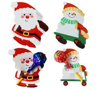 100 Pcs Christmas Lollipop Paper Cards Decorations Santa Claus Snowman Candy Chocolate Candy Holder Xmas Theme Sugar-Loaf Candy Wrapping Decorations for Xmas Party Supplies