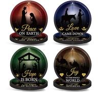 100 Pcs Christmas Nativity Paper Plates 7 Inch Jesus Holy Night Disposable Plate Bible Tableware Set Xmas Religious Dinnerware Nativity Party Supplies for Christmas Baptism Winter Holiday Party Decors
