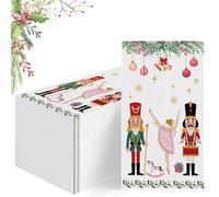 100 Pcs Christmas Nutcrackers Guest Paper Napkin, 3 Ply Disposable Hand Towel for Bathroom, Merry Christmas Paper Napkin Dining Table Decoration for Winter Xmas Home Bathroom Kitchen Holiday Party