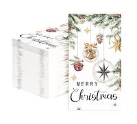 100 Pcs Christmas Paper Napkins 3 Ply Xmas Tree Balls Pine Leaves Disposable Absorbent Hand Towels Farmhouse Hanging Ball Pine Cone Guest Napkins for Merry Christmas Winter Holiday Supplies Decoration