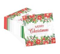 100 Pcs Christmas Poinsettia Cocktail Napkins 2 Ply Floral Holly and Berry Paper Napkins Disposable Absorbent Poinsettia Theme Guest Hand Towels for Bathroom Merry Christmas Holiday Party Decorations