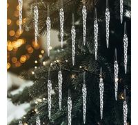 100 Pcs Christmas Tree Acrylic Icicles Hanging Ornaments | Christmas Crystal Icicles Baubles Hanging Pendant, Xmas Party Decorations Hanging Pendant, Winter Decoration, Eaves, Fence