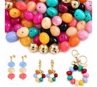 100 Pcs Chunky Acrylic Beads for Jewelry Making, 16x13mm Marbled Oval Beads & Gold CCB Spacer Beads Kit with Elastic String, Colorful Craft Bead Set for Adult DIY Bracelets Necklaces