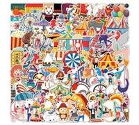 100 Pcs Circus Vinyl Stickers,Animal Clown Graffiti Stickers,Vinyl Waterproof Sticker for Kids Teens Girls,for Phone Laptop Bottles Skateboard Computer Phone Luggage Guitar Gifts Sticker