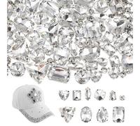 100 PCS Clear Bedazzling Rhinestone Gems, Sew on Mixed Shape Charms, Claw Flatback Glass Rhinestones Kit, for Crafting, Jewelry Making, Clothes, Shoes, Hats, Bags, Sewing Accessories
