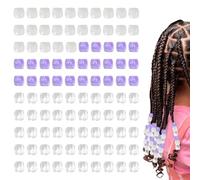 100 Pcs Clear Hair Beads for Kids, Girls Braids Jumbo Large Big DIY Dreadlock Accessories for Hair Braids Kids for Daily Braiding Decoration (White, Purple, Transparent)