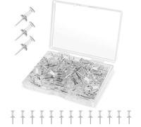 100 Pcs Clear Push Pins, 11mm Steel Tip & 12mm Plastic Tip, Multipurpose Clear Drawing Pins for Pinboard Thumb Tacks, Drawing Pins with Storage Box for Home Office Craft Projects