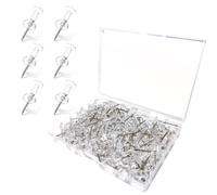 100 pcs Clear Push Pins, Thumb Tacks with Storage Box, Transparent Drawing Pins for Notice Board, Cork Board, Bulletin Board, Office, School, Home