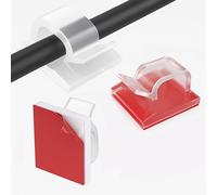 100 Pcs Clear Self-Adhesive Cable Clips - Sticky Wire Clips for Cable Management, Fairy Lights, LED Strip Lights, Wall Hook Clips for Desk, Office, Xmas Decor - Indoor & Outdoor Cord Organiser Hooks