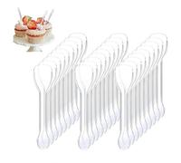 100 Pcs Clear Spoons. Strong Durable Lightweight Plastic Spoons 10cm, Heavy Duty Premium Quality Washable Disposable Spoon for Dining Kitchen Birthday Party Cake Soup Ice Cream