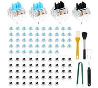 100 Pcs Clicky Mechanical Keyboard Switches, 3-Pin Keyboard Clicker with Switch Puller & Brush, Dustproof & Waterproof Keyboards Accessories for Mechanical Gaming Keyboards (50Pcs Blue & 50Pcs Black)